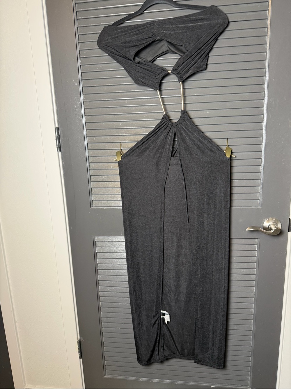 Black Cutout Maxi Dress with Halter Ring Detail